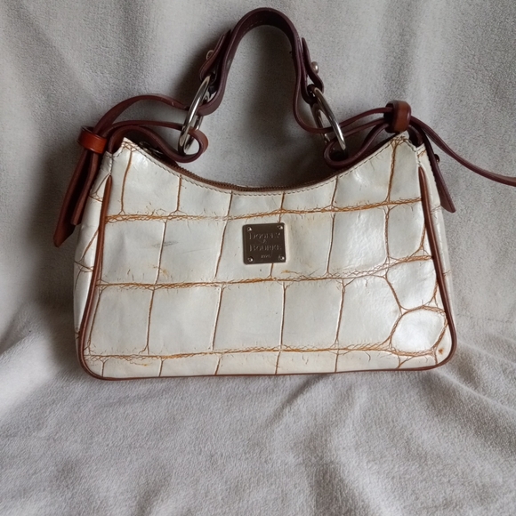 Vintage Dooney And Bourke Handbag Small White and Brown - Picture 2 of 16
